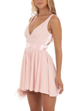 Lucy in the Sky Blush Pink Satin Wrap Corset Dress | Open Back Tie | XS